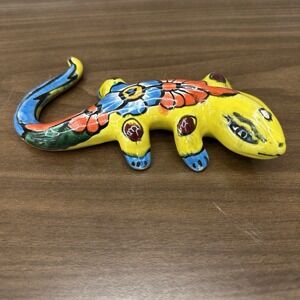 Mexico Talavera Gecko Lizard Salamander Pottery Figure Wall Hang Hand Painted